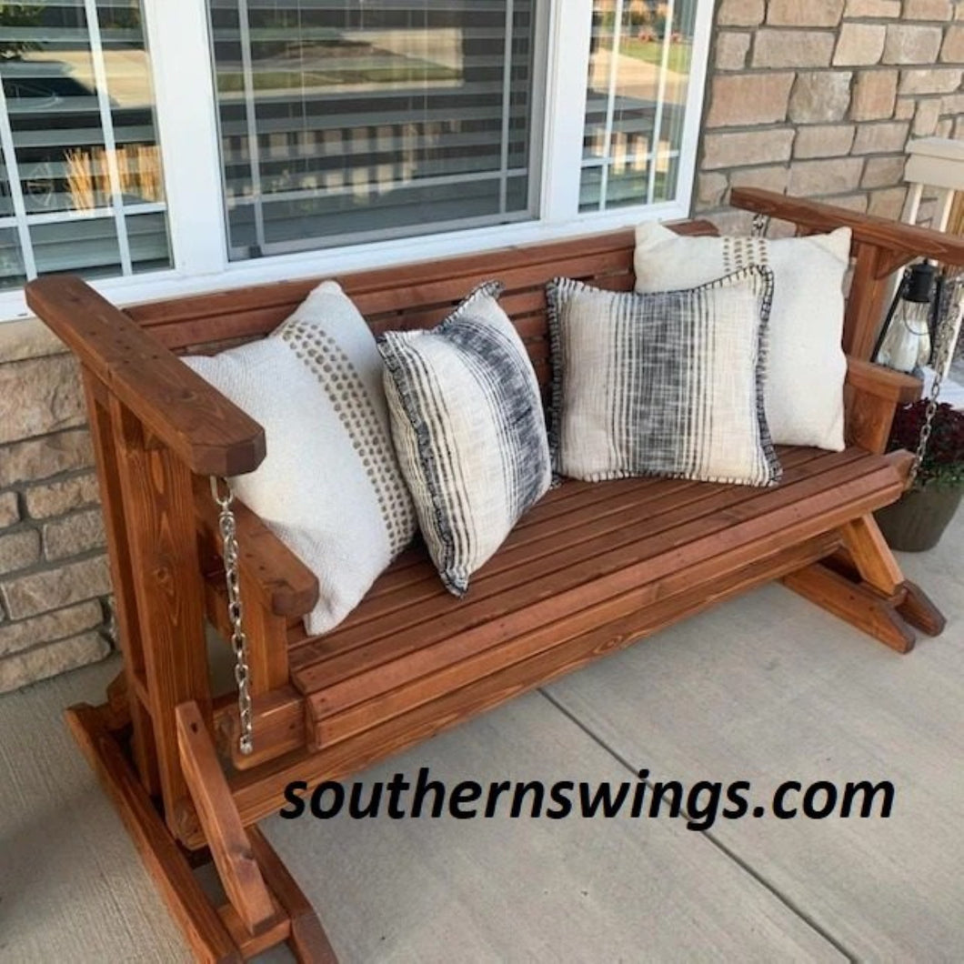 Southern Swings 6ft Cedar Glider Swing, Outdoor Furniture Bench, Oversize Swing,Porch Swing.Bench