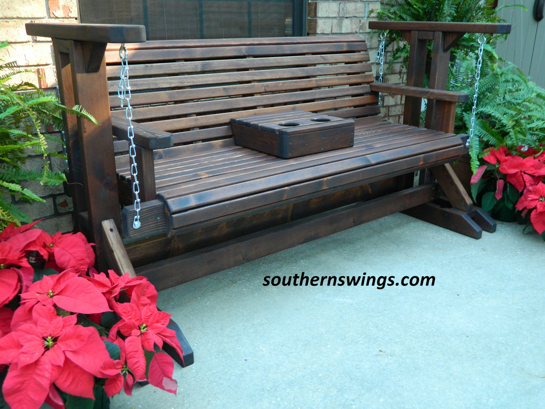 Southern Swings Rollback Cedar Glider Swing, Wood Bench, Patio Set, Love Seat, Bench, Oversized