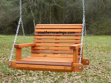 2ft Cedar or Pine Porch Swing, Swing Chair, Patio Chair Swing, Tree Swing, Hanging Chair with Option to Personalize,Free Shipping - Southern Swings