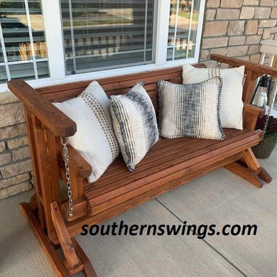 5ft Cedar Wood Glider Swing, Cedar Porch Swing, Outdoor Bench - Southern Swings