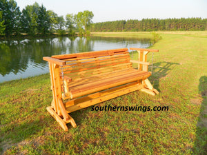 8ft  Cedar Glider Swing, Cedar Wood Porch Swing, Outdoor Bench, Oversize Swing,Free Shipping - Southern Swings