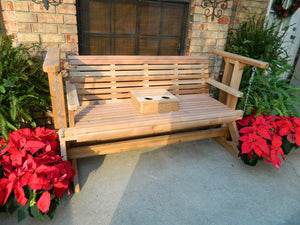 Cedar Glider Swing, Wood Bench, Patio Set, Love Seat, Bench, Oversized - Southern Swings