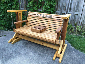 4ft Cedar Wood Glider Swing, Cedar Porch Swing, Outdoor Bench, Love Seat,Free Shipping - Southern Swings