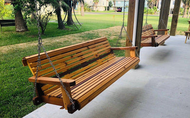 6ft Cedar Porch Swing, Custom Outdoor Wood Furniture, Oversize Swing,Free Shipping - Southern Swings