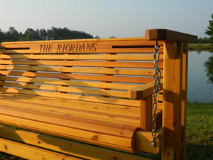 6ft  Cedar Glider Swing, Cedar Wood Porch Swing, Outdoor Bench, Oversize Swing,Free Shipping - Southern Swings